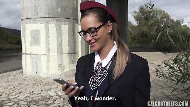 The stewardess rides hard on a stranger's penis