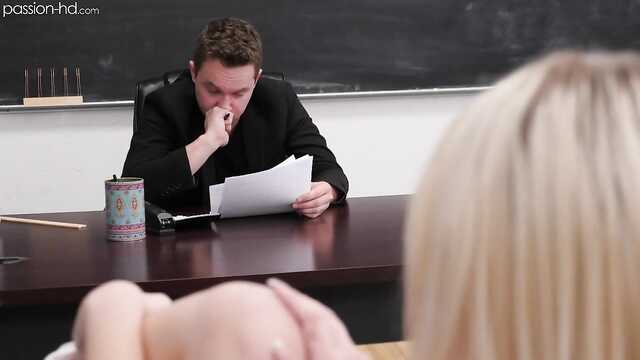Seduced the teacher with hot masturbation