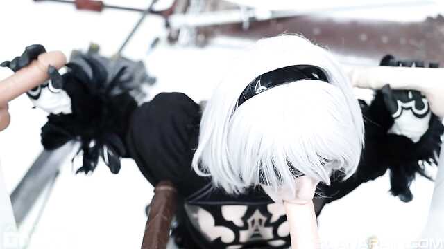 Dirty pervert sucks and bangs with rubber cocks