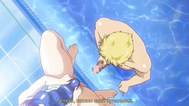 Der Schwimmtrainer hat eine asiatische Frau in einem eng anliegenden Badeanzug gefickt