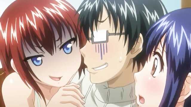 Moaning anime girls give pussy licking and fucking