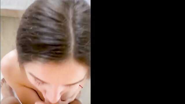 A woman in leggings pleases her partner orally and vaginally