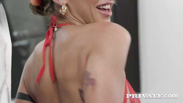 Cute girl in a bikini and a black guy