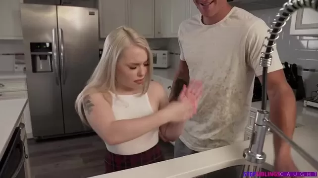 Blonde slut rides a guy's cock