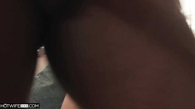 After a good interracial sex with a black man, the bitch swallows cum