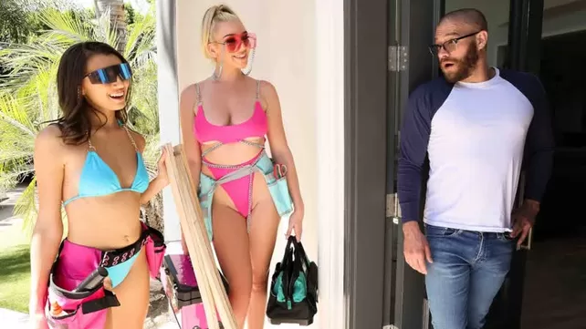 As reparadoras sensuais insinuaram um trio