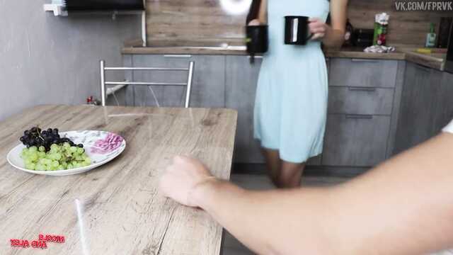 Sex with an ex-boyfriend in the kitchen relaxed the student