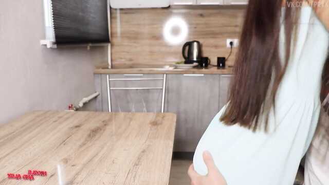 Sex with an ex-boyfriend in the kitchen relaxed the student