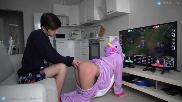 Playful Russian girl breeds a beer gamer for sex