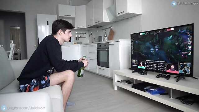 Playful Russian girl breeds a beer gamer for sex