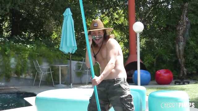 MILF seduces a young pool cleaner