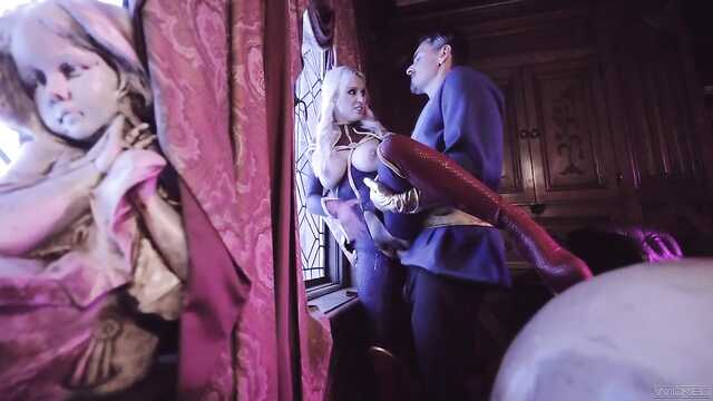 Рөлдік ойындар грудастой ханыммен тудырады оргазм