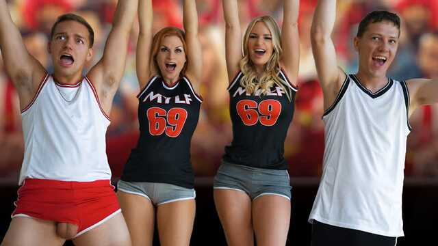 Друзья вместе наблюдают матч и развлекаются.