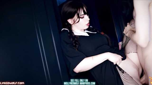 Wednesday Adams takes a friend's dick in her pussy