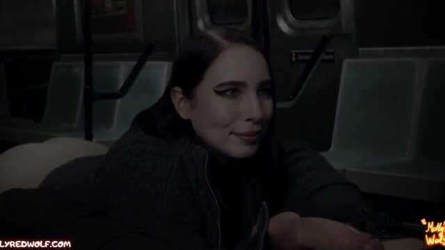 Linda garota da cidade chupou a pila no trem do metrô