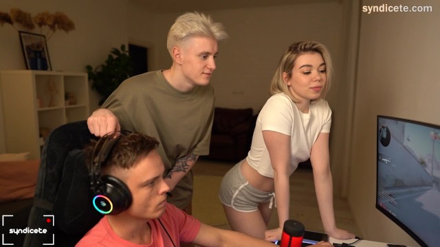 The kid will fuck in the computer, and the couple fucks behind his back