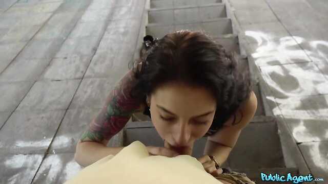 A fat pickup truck fucked a stranger on the street