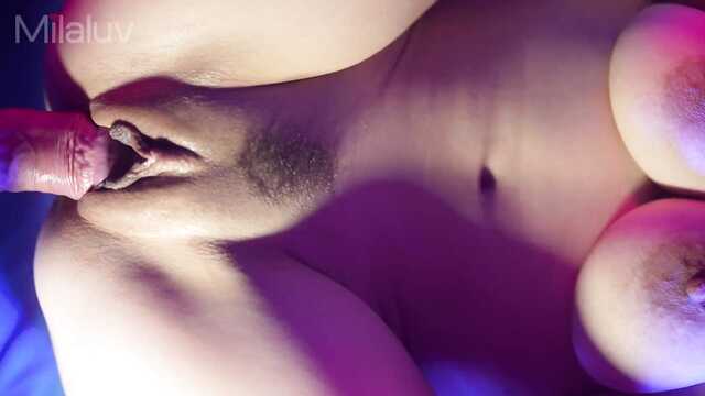 Fucking pussy of a busty body close-up