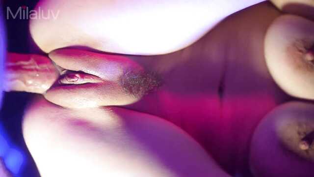 Fucking pussy of a busty body close-up