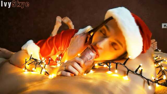 Christmas sex with a girl with a tattoo on her ass