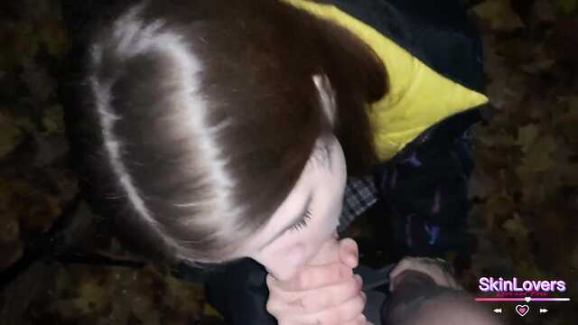 With the help of blackmail, he persuaded a chick to suck in the forest