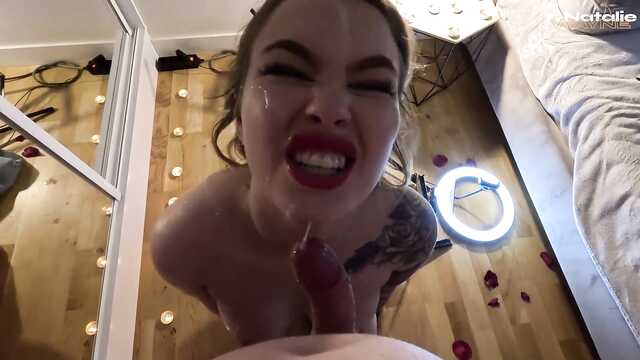 Подборка с самыми горячими камшотами для грудастой блондинки