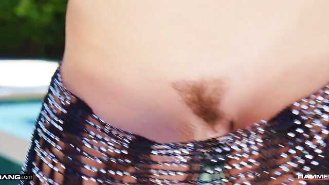 A luxurious blonde trembles under the cock of a bald jock