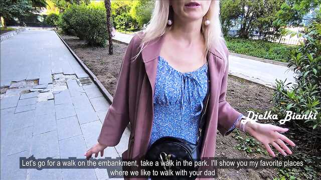 Заманил в лес и выебал замужнюю русскую милфу