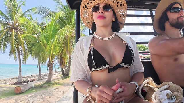 Снимаю на пляже грудастую латинку и ебу в номере