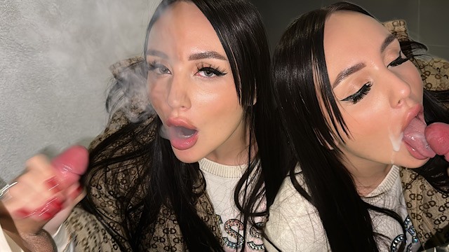 Подборка камшотов, где брюнетка пожирает сперму