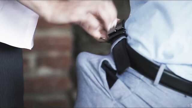 Slender secretary fucks with the boss on the chair