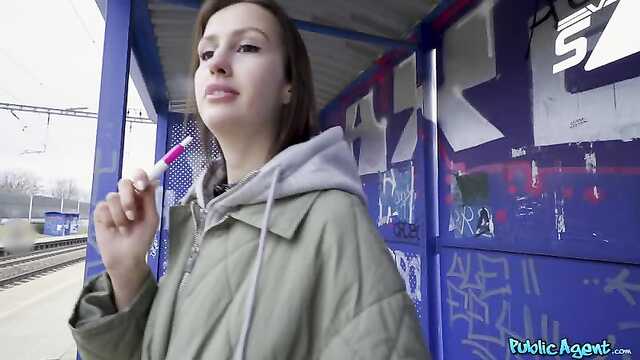 A stranger rides a pick-up truck's dick in the back room