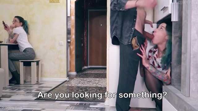 While my beloved does not see, I fuck her neighbor in the mouth