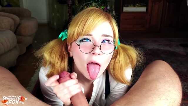 Златовласка: Наслаждение от минета и умывание спермой.