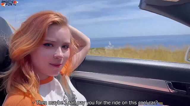 Рыжая: Трусики и ебля в машине.