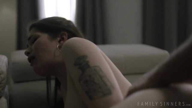 Out of boredom, the guy licks the cracks of a girl in stockings on the couch