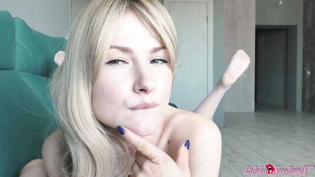 The blonde in transparent tights turned out to be a sperm eater!