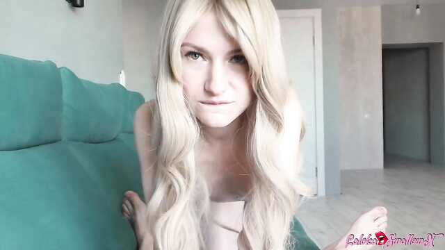 The blonde in transparent tights turned out to be a sperm eater!