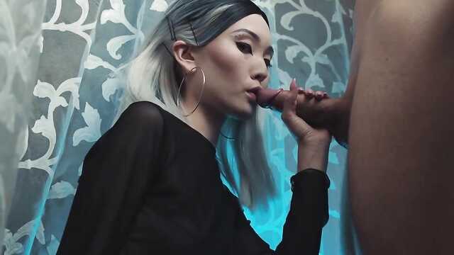 Throat blowjob and cum in the cock of an Asian girlfriend