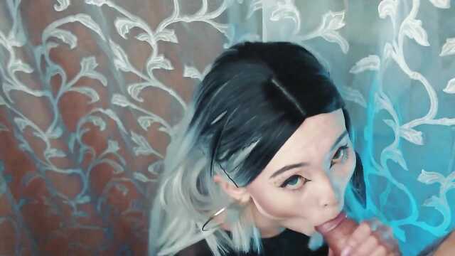 Throat blowjob and cum in the cock of an Asian girlfriend